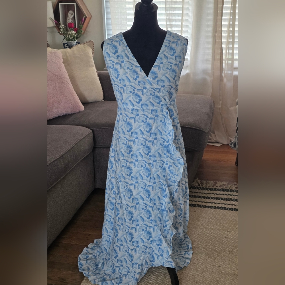J. Mclaughlin Cerise Linen Blend Wrap Dress